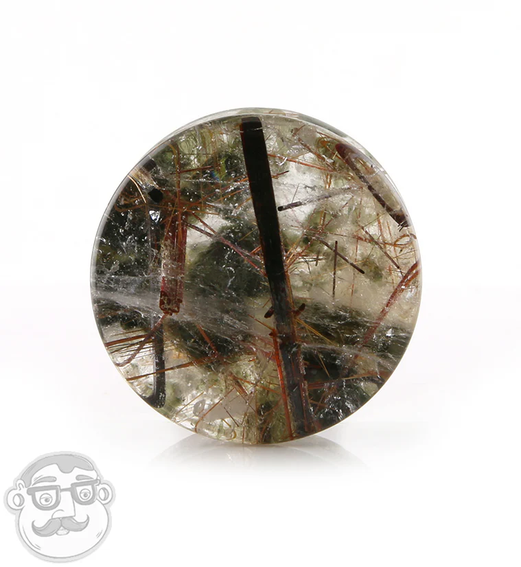 Rutilated Quartz Stone Plugs 1 Inch (25mm) 1 PIECE Version 2