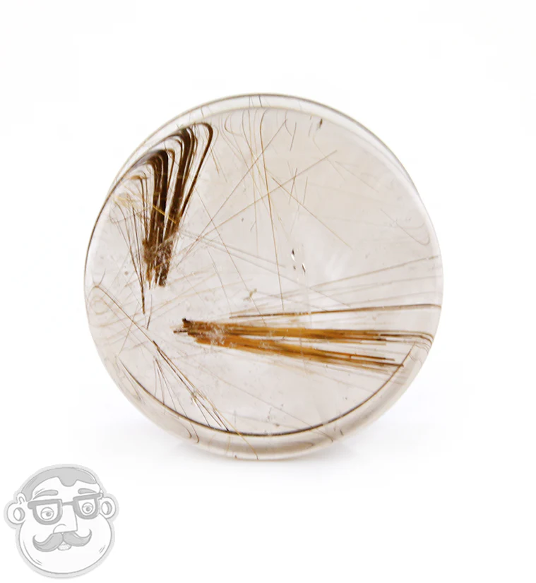 Rutilated Quartz Stone Plugs 1 Inch (25mm) 1 PIECE
