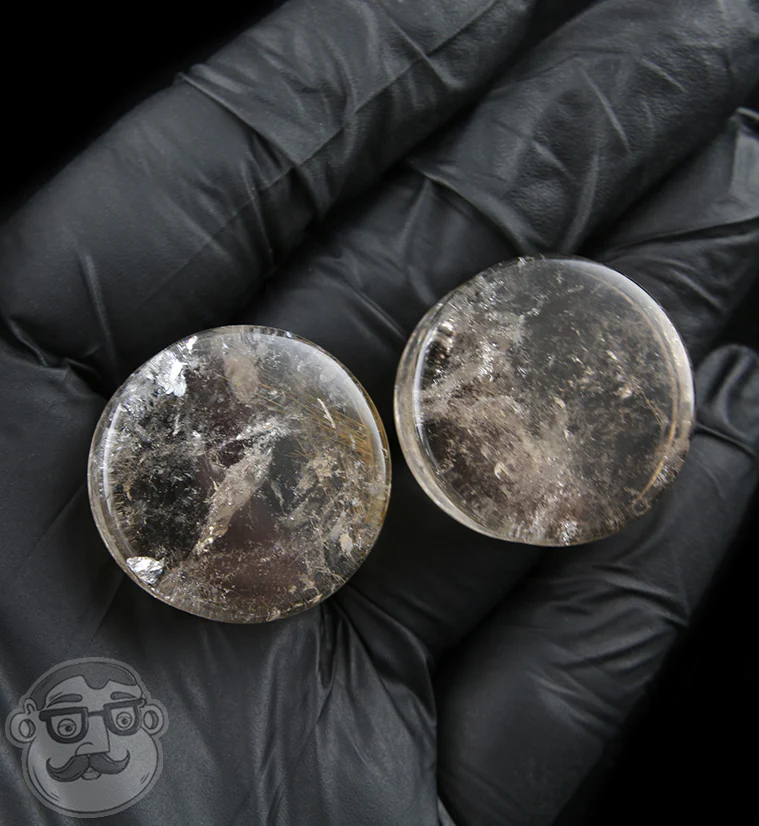Rutilated Quartz Stone Plugs 1 Inch (25mm) IMPERFECT - Image 2