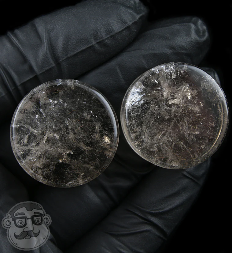 Rutilated Quartz Stone Plugs 1 Inch (25mm) Version 6 - Image 2