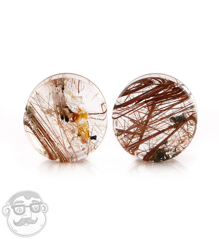 Rutilated Quartz Stone Plugs 9/16" (14mm) Version D