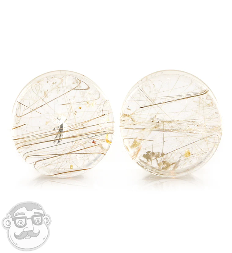Rutilated Quartz Stone Plugs 5/8" (16mm) Version 5