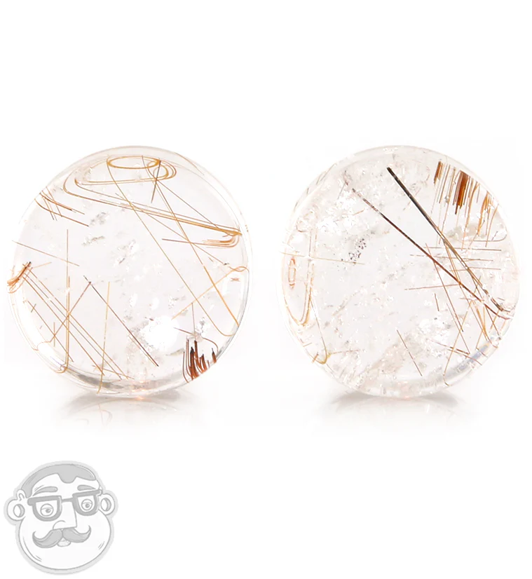 Rutilated Quartz Stone Plugs 5/8" (16mm) Version 8