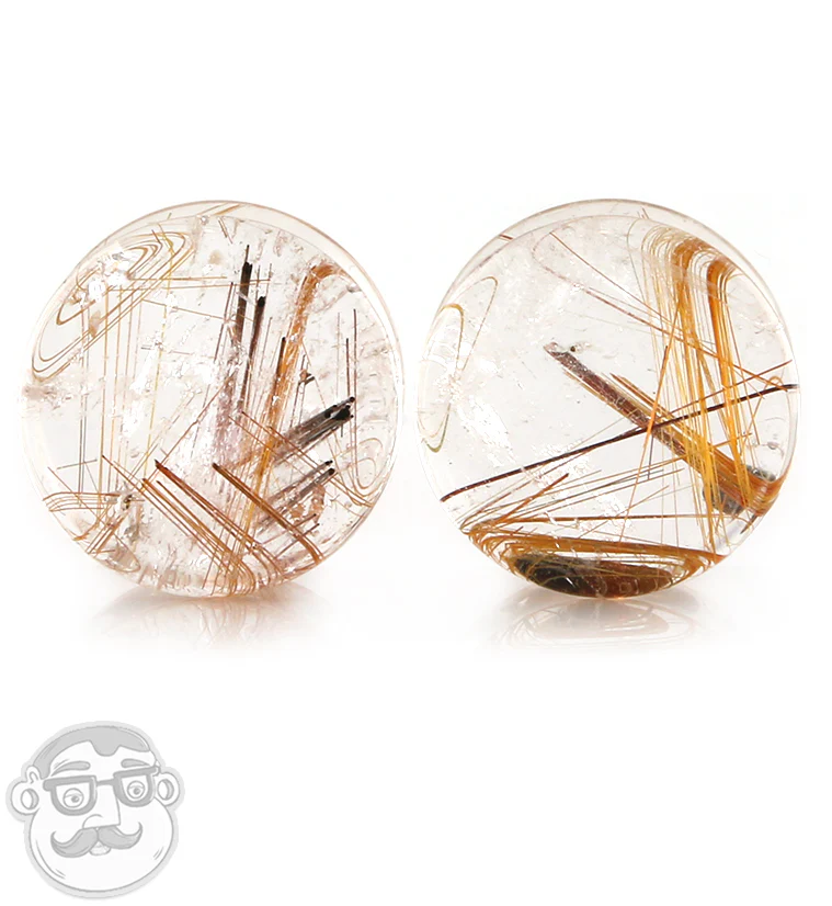 Rutilated Quartz Stone Plugs 5/8" (16mm) Version 10