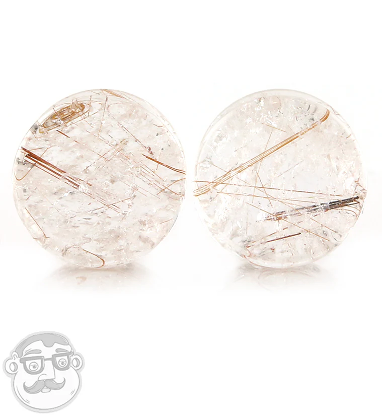 Rutilated Quartz Stone Plugs 5/8" (16mm) Version 11