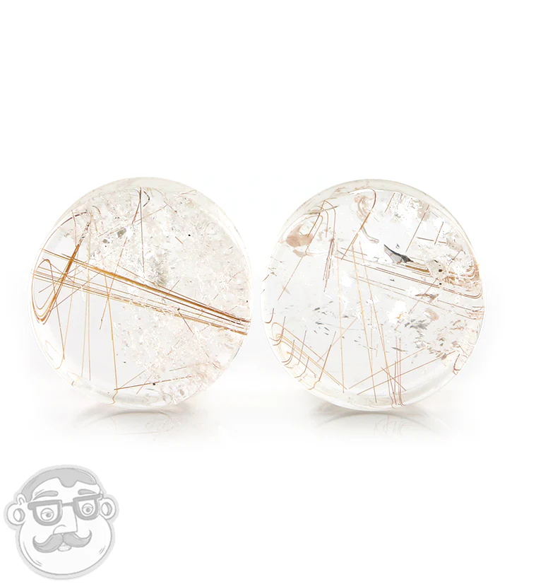 Rutilated Quartz Stone Plugs 3/4" (19mm)