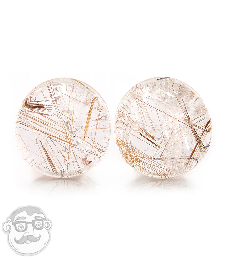 Rutilated Quartz Stone Plugs 3/4" (19mm)