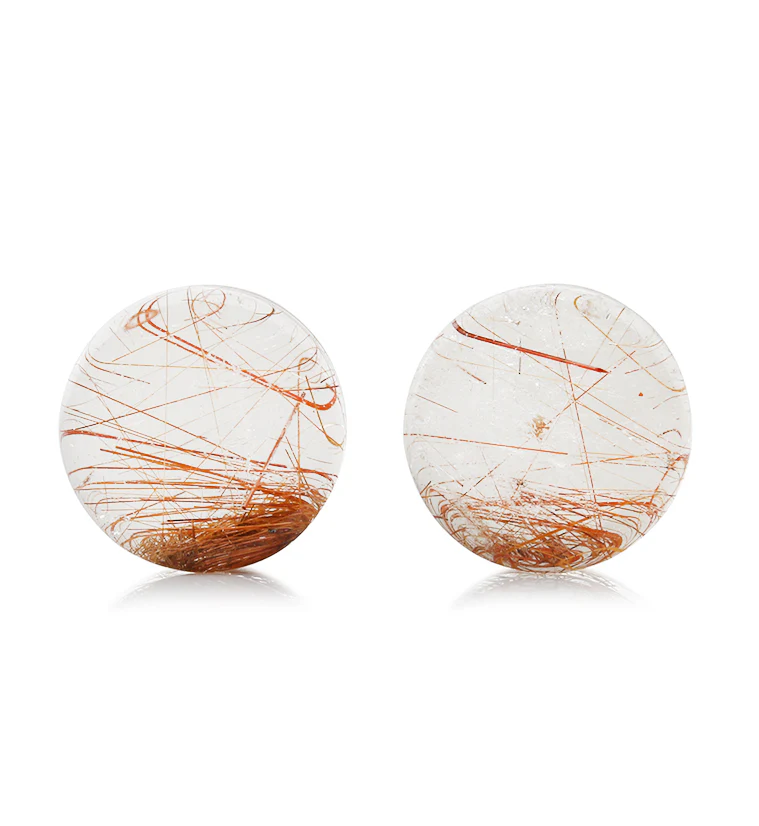 Rutilated Quartz Stone Plugs 3/4" (19mm) Version 2
