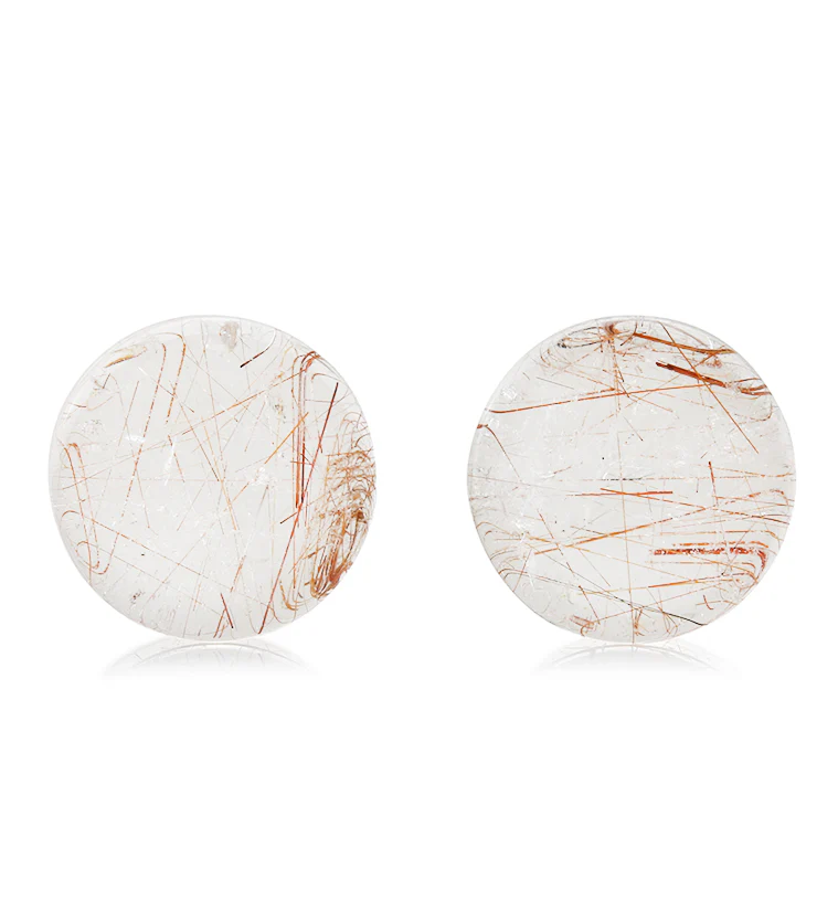Rutilated Quartz Stone Plugs 3/4" (19mm) Version 3