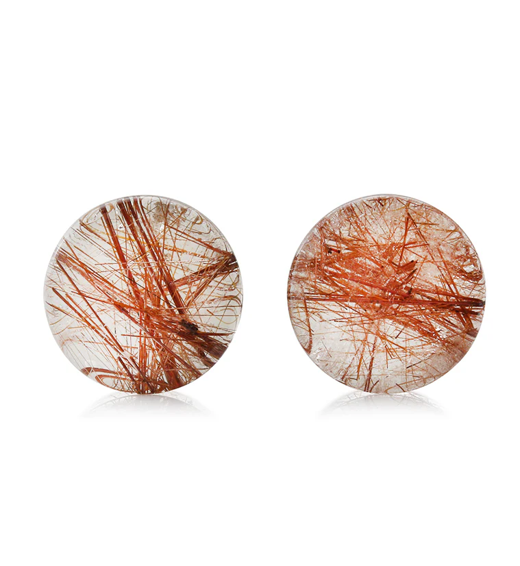 Rutilated Quartz Stone Plugs 3/4" (19mm) Version 8