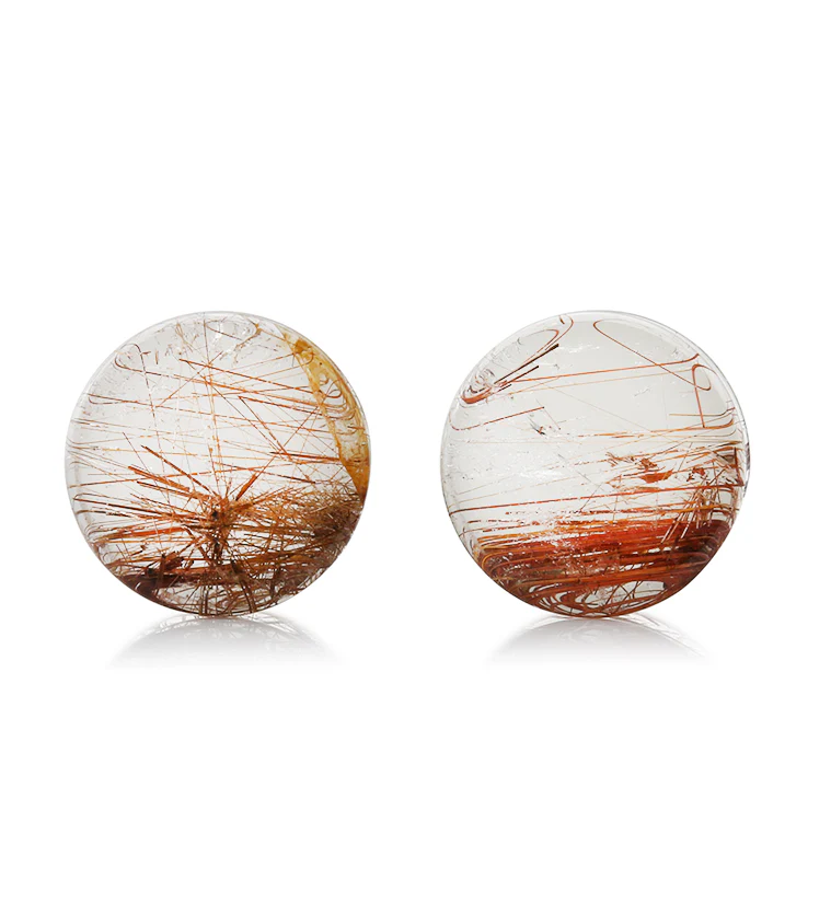 Rutilated Quartz Stone Plugs 3/4" (19mm) Version 10