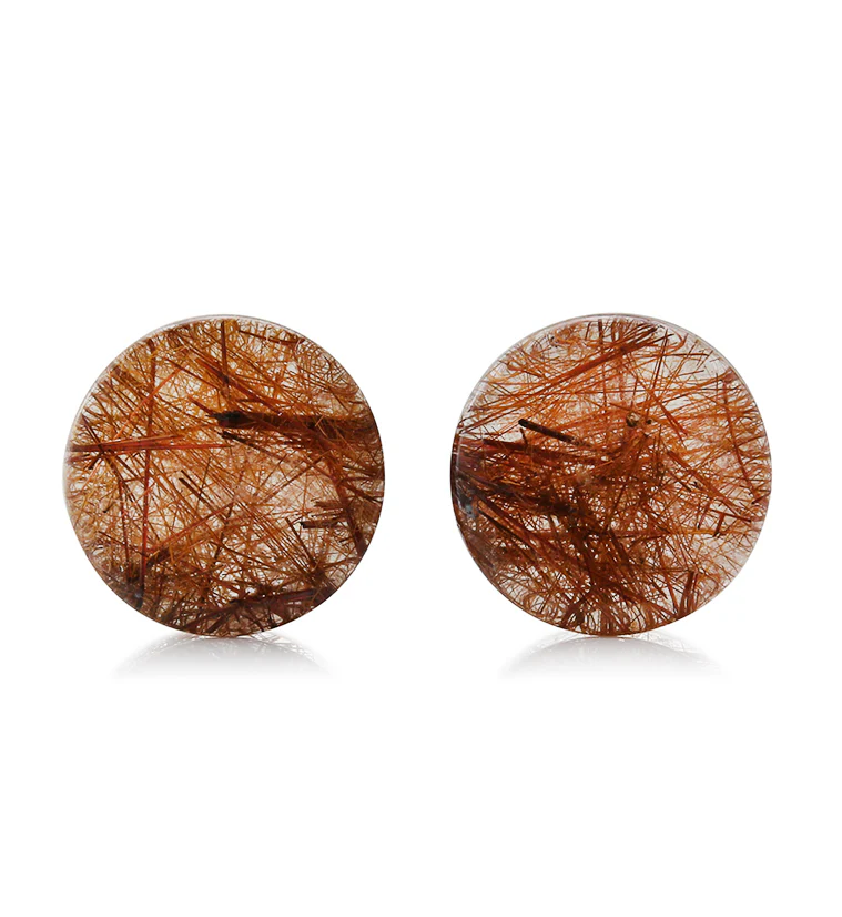 Rutilated Quartz Stone Plugs 3/4" (19mm) Version 11