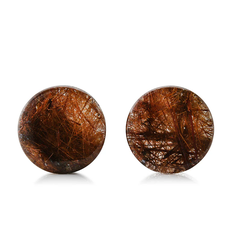 Rutilated Quartz Stone Plugs 3/4" (19mm) Version 12