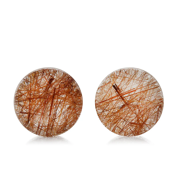Rutilated Quartz Stone Plugs 3/4" (19mm) Version 15