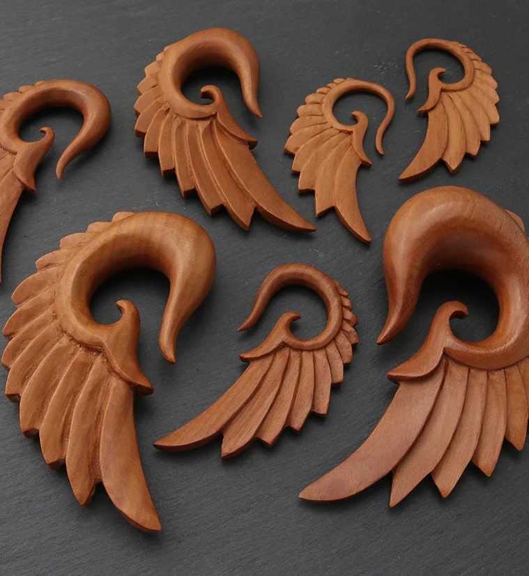 Saba Wood Angel Wing Hanger Plugs - Image 4