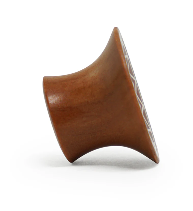 Saba Wood Mayan Flare Tunnels With Tribal Inlay - Image 8