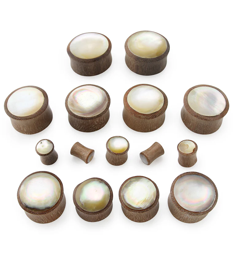 Saba Wood Pearl Shell Inlay Plugs
