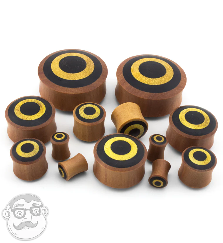 Saba Wood Plugs with Target Arang Wood Inlay - Image 6