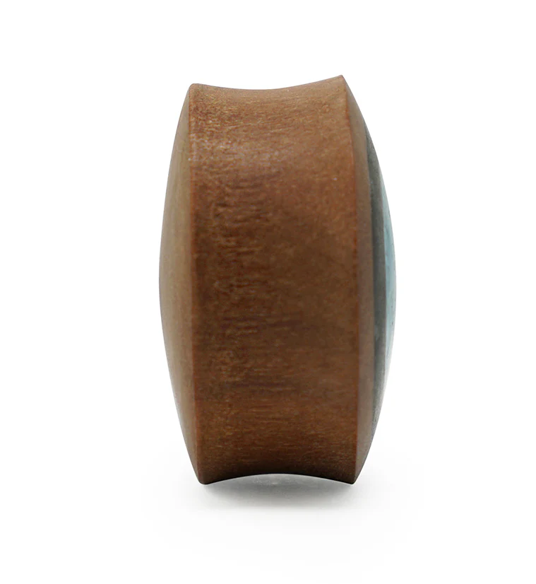 Saba Wood Plugs with Target Turquoise Inlay - Image 3