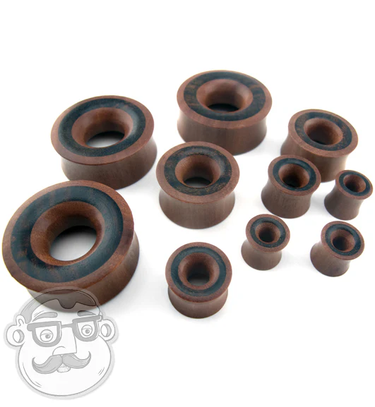 Saba Wood Tunnel Plugs With Sono Wood Inlay - Image 3