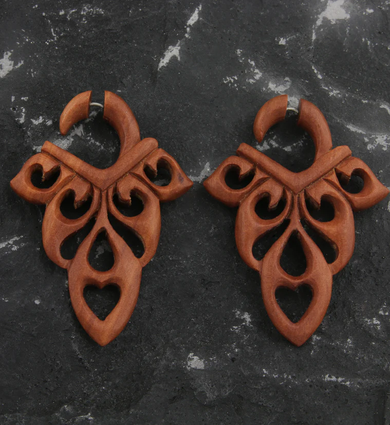 Saba Wooden Filigree Fake Gauges - Image 2