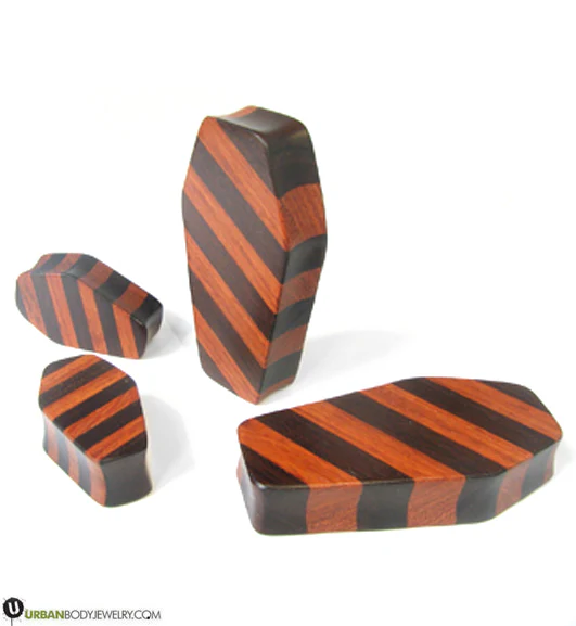 Saba Wooden Striped Coffin Plugs - Image 3