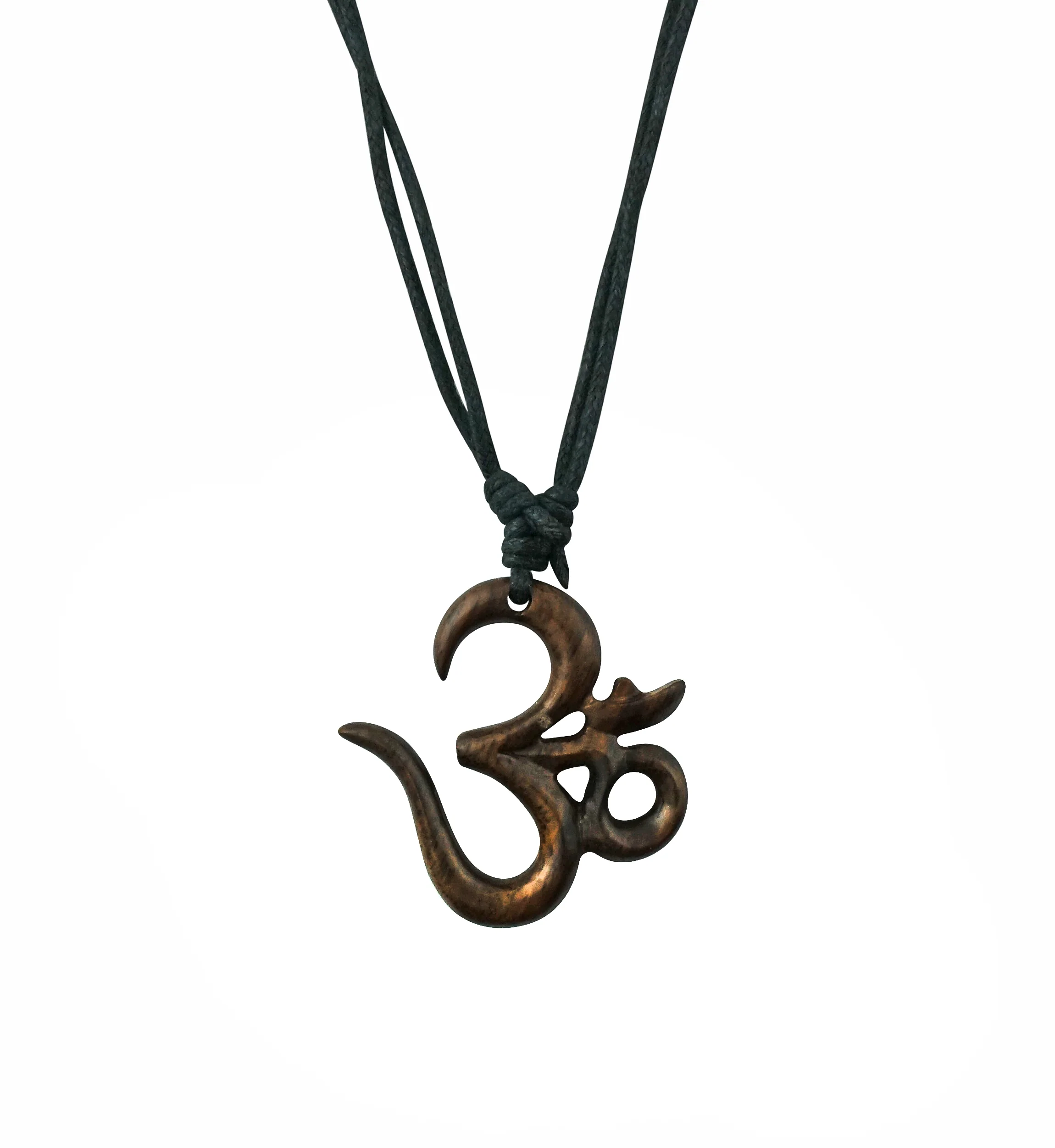 Sacred Om Symbol Wood Pendant Necklace