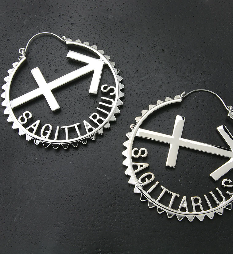 Sagittarius Sign Plug Hoops - Image 2