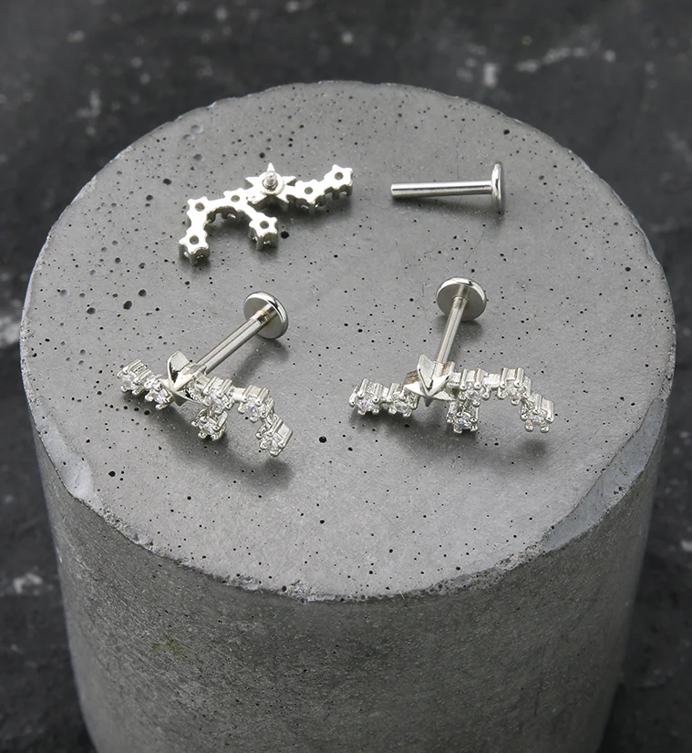 Sagittarius Constellation Clear CZ Stainless Steel Internally Threaded Labret - Image 2