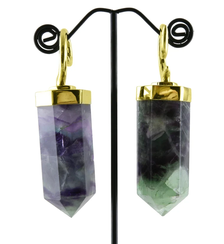 Scepter Rainbow Fluorite Stone Ear Weights - Image 4