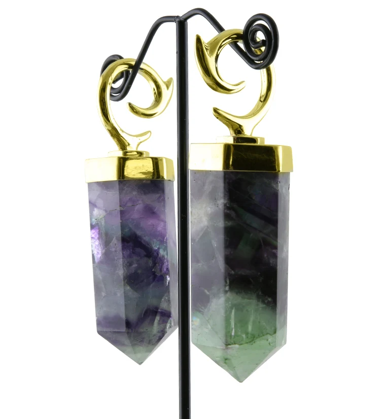 Scepter Rainbow Fluorite Stone Ear Weights - Image 5