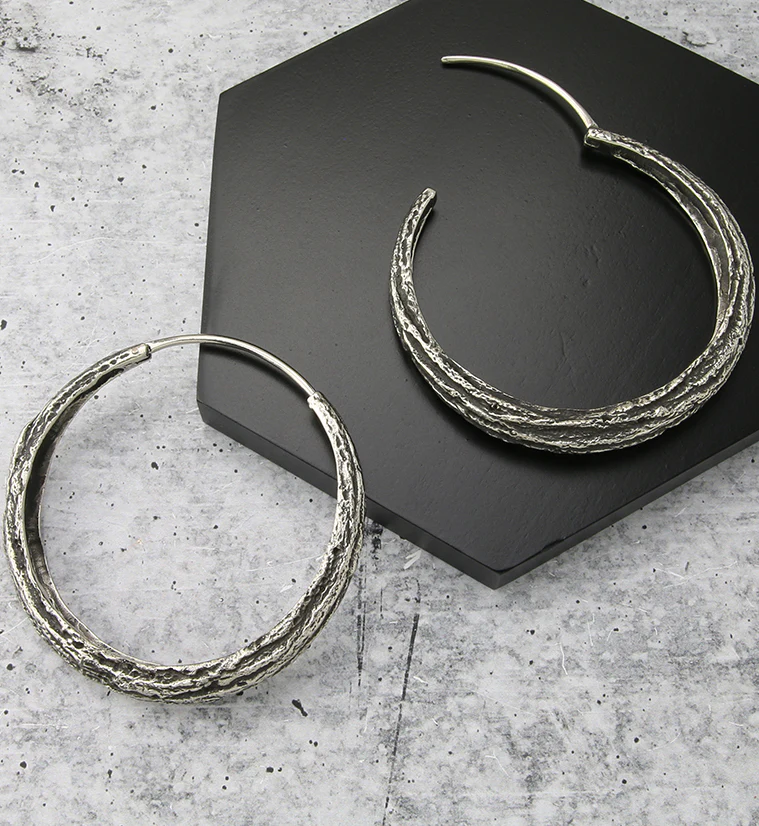 Scion Hoop Hinged White Brass Hangers / Earrings - Image 2