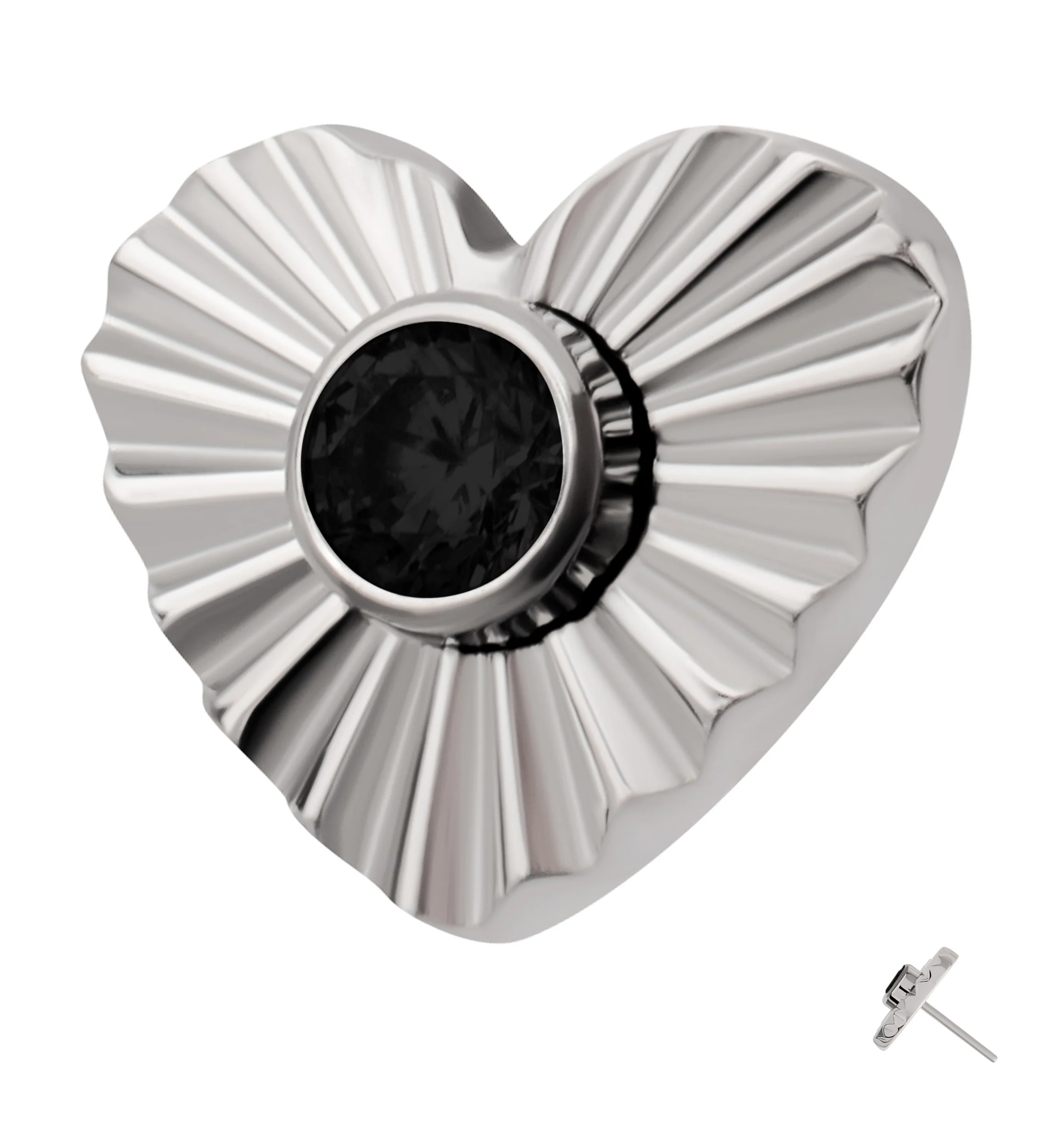 Score Heart Black CZ Titanium Threadless Top