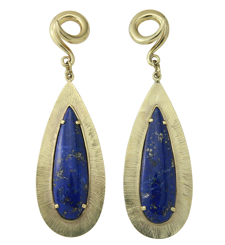 Score Lapis Lazuli Stone Brass Ear Weights - Image 2
