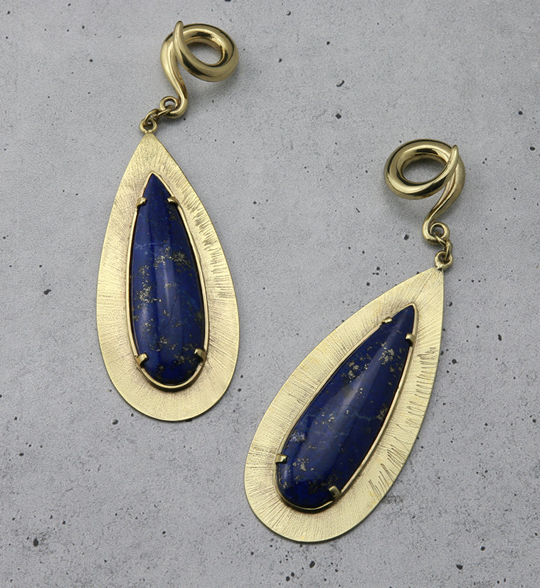 Score Lapis Lazuli Stone Brass Ear Weights - Image 4