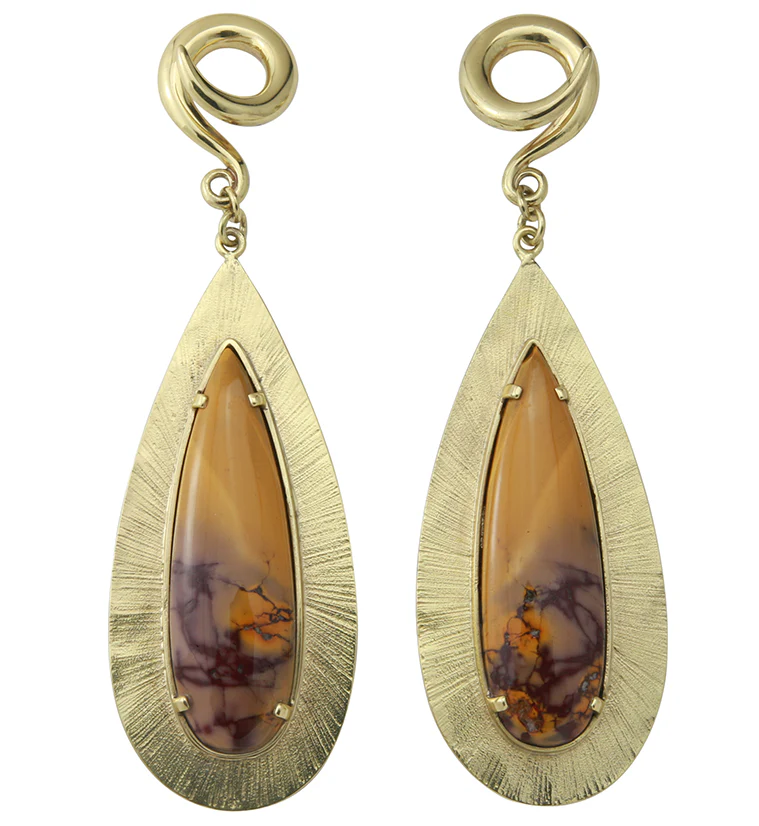 Score Mookaite Stone Brass Ear Weights - Image 2