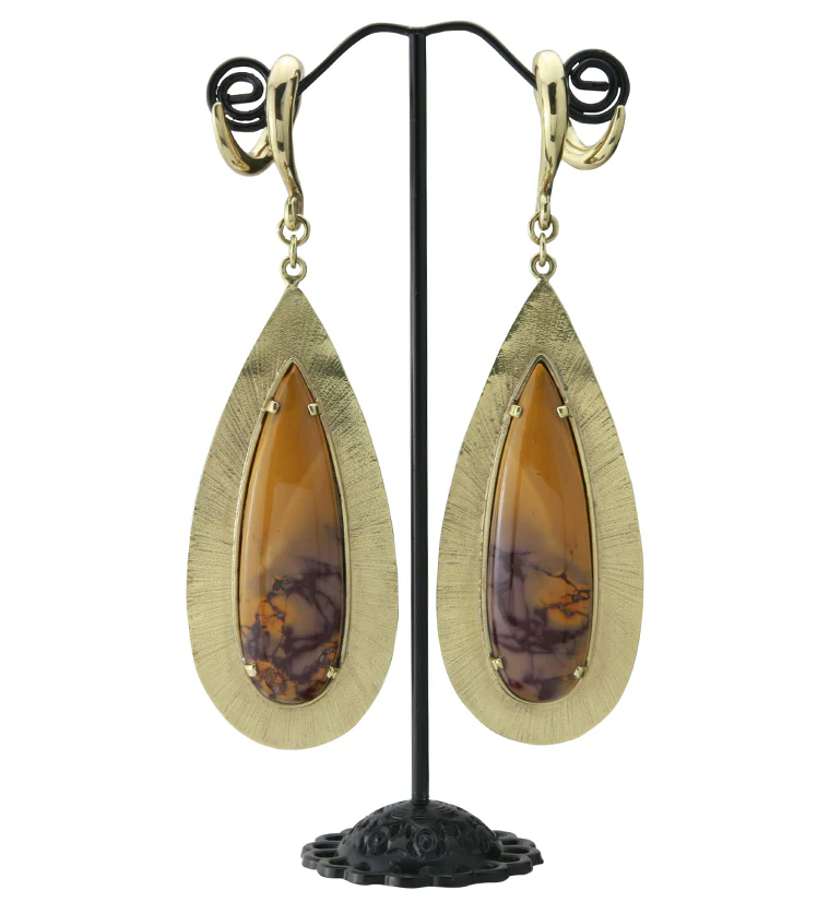 Score Mookaite Stone Brass Ear Weights - Image 3