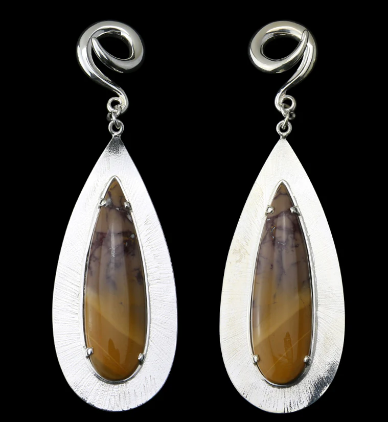 Score Mookaite Stone White Brass Ear Weights