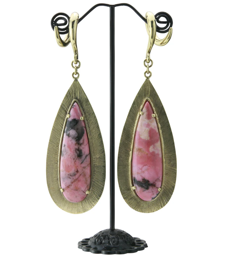 Score Rhodonite Stone Brass Ear Weights - Image 3