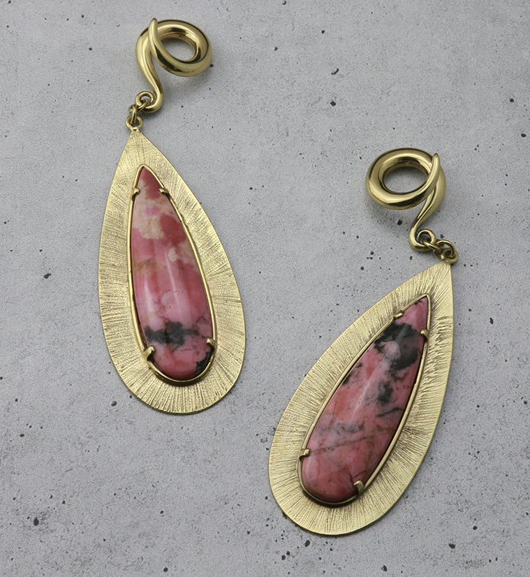 Score Rhodonite Stone Brass Ear Weights - Image 4