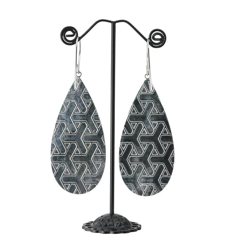 Score Rutilated Quartz Stone White Brass Hangers / Earrings - Image 3