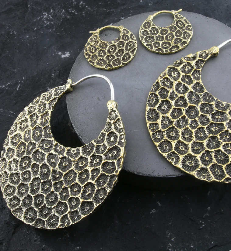 Sea Coral Brass Hangers / Earrings - Image 3