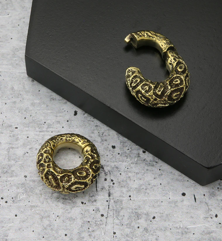 Sea Coral Brass Hinged Ear Weights - Image 2