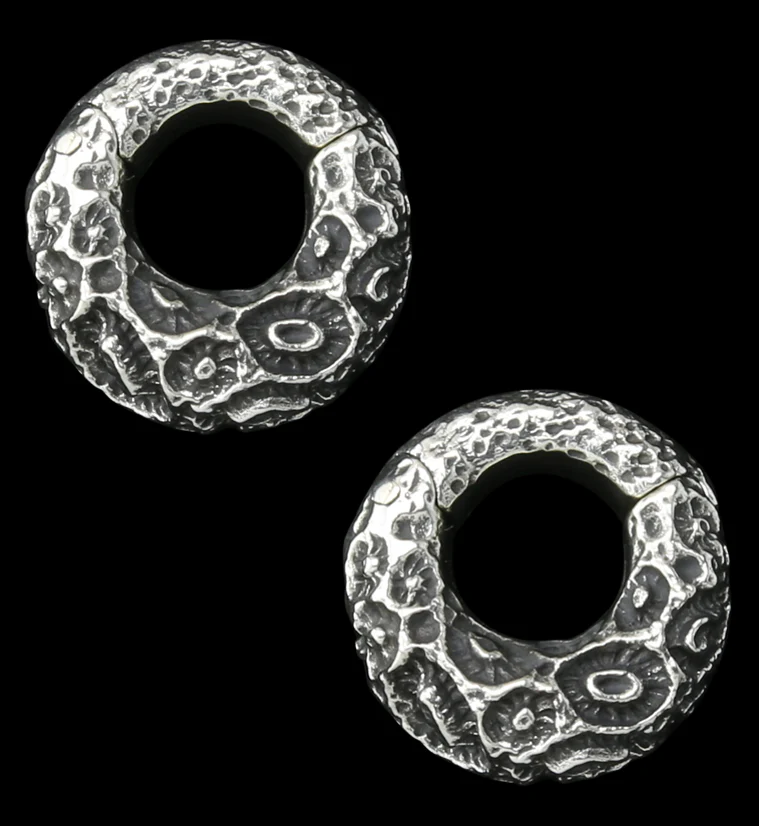 Sea Coral White Brass Hinged Ear Weights
