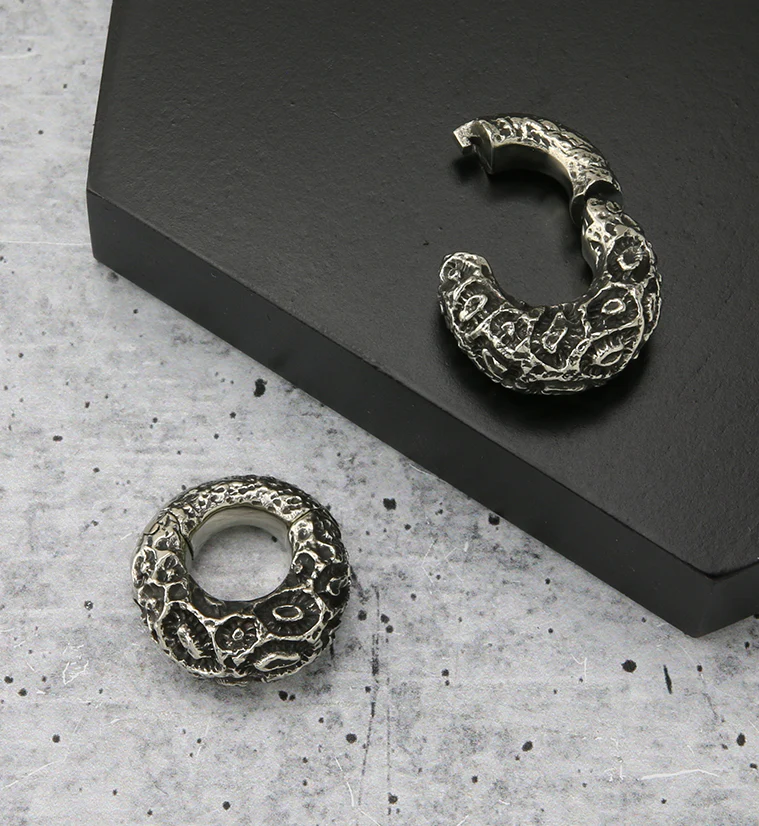 Sea Coral White Brass Hinged Ear Weights - Image 2