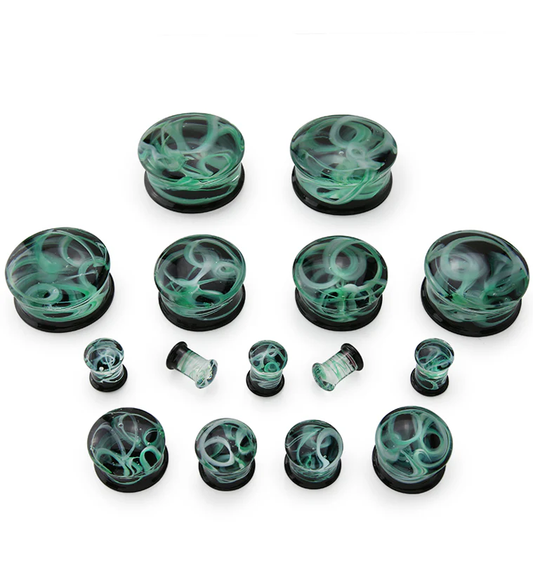 Seafoam Green Haze Swirl Glass Plugs - Image 2