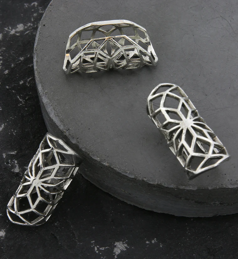 Seed Of Life White Brass Dreadlock Cuff