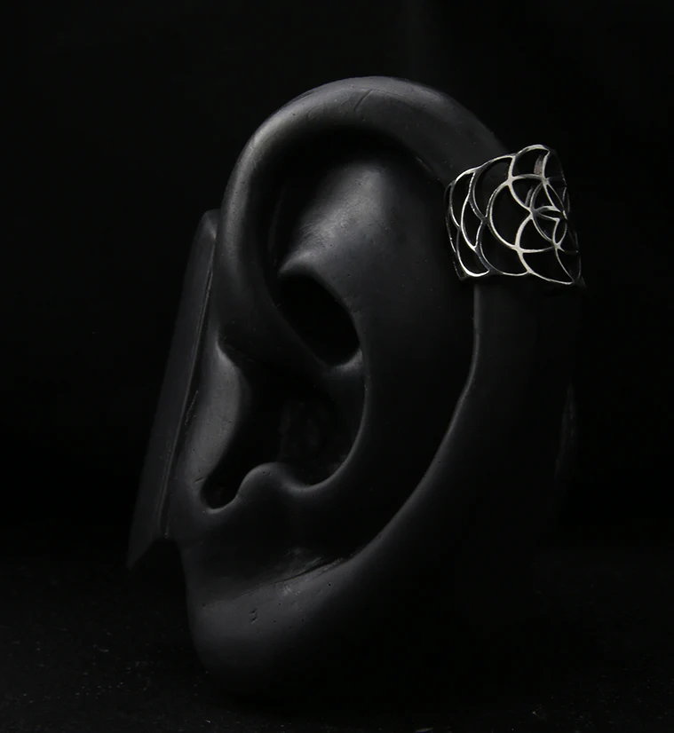 Seed of Life White Brass Ear Cuff