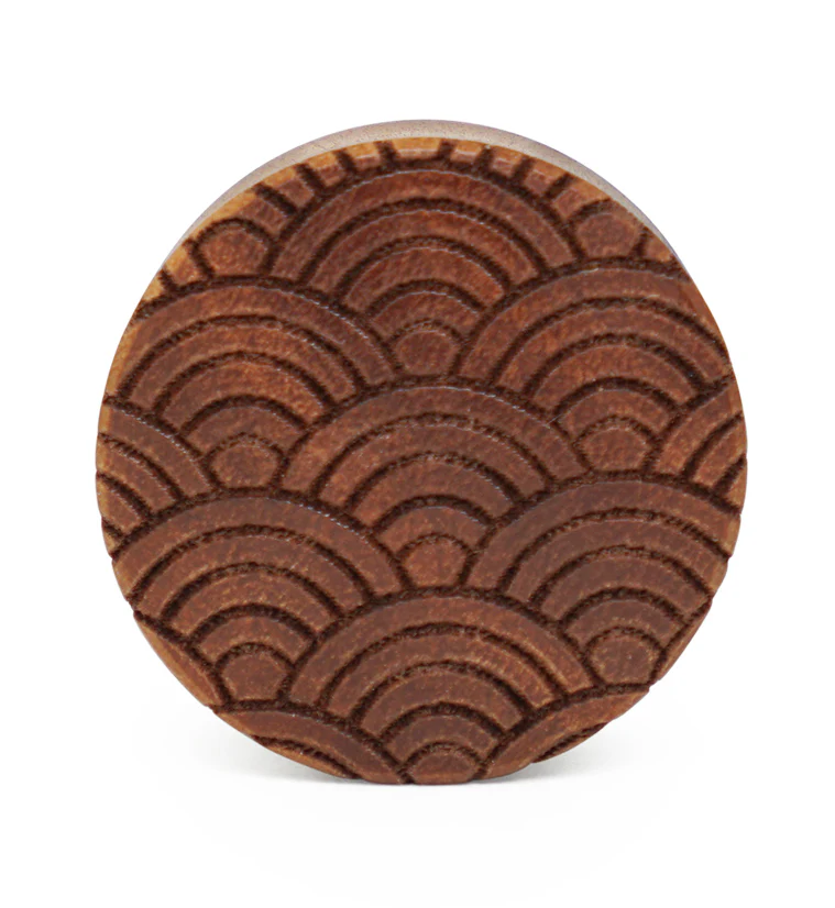 Seigaiha Engraved Saba Wood Plugs - Image 2