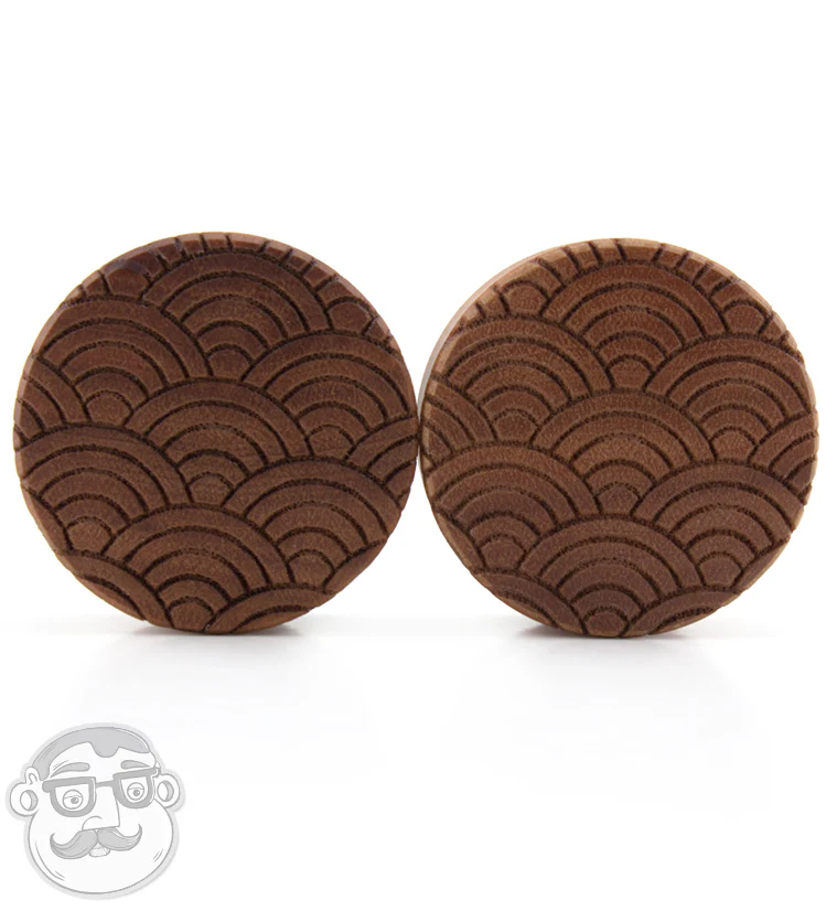Seigaiha Engraved Saba Wood Plugs - Image 5